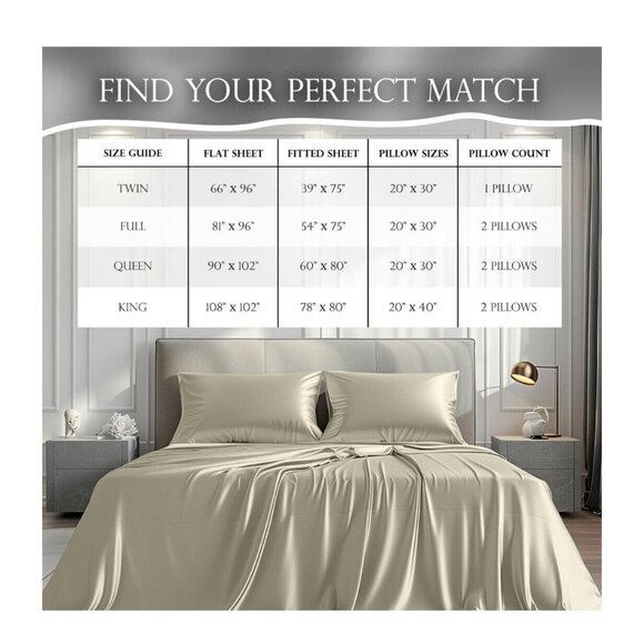 Luxury Satin Bed Sheet Set With 15" Extra Deep Pocket For Flawless Fit - Picture 7 of 7